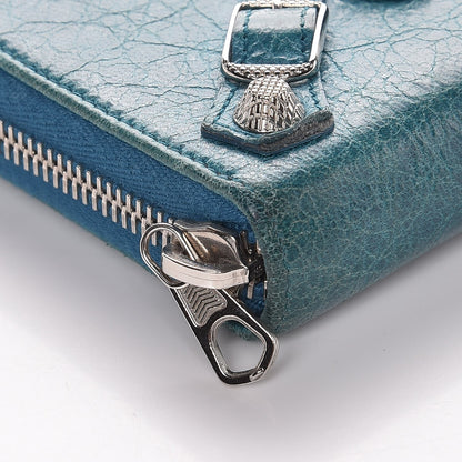 Balenciaga Agneau Giant 12 Silver Hardware Continental Zip Around Wallet Lagon 6 of 10