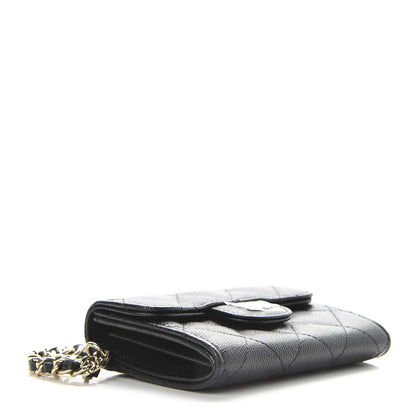 Chanel Caviar Quilted Flap Card Holder Chain Wristlet Black 4 of 9