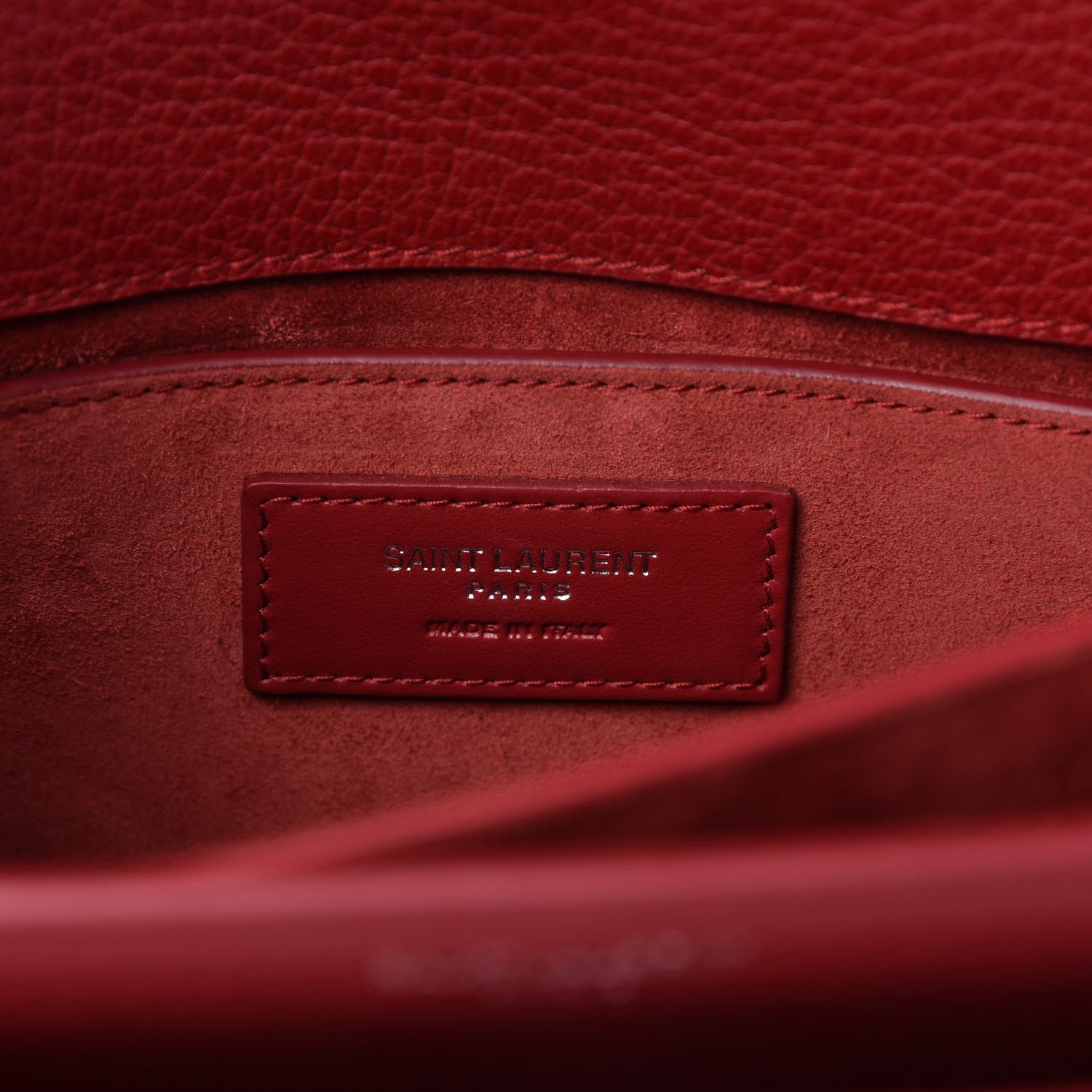 Saint Laurent Grained Calfskin Medium Monogram Sunset Satchel Red 8 of 9