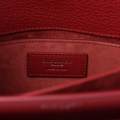 Saint Laurent Grained Calfskin Medium Monogram Sunset Satchel Red 8 of 9