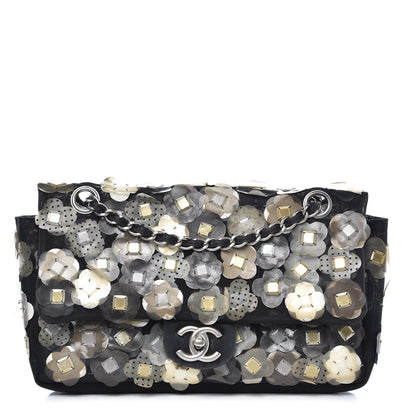 Chanel Nylon Camellia Medium Flap Black 1 of 11