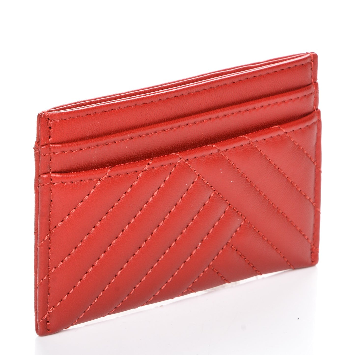 Lambskin Quilted CC Crossing Card Holder Red