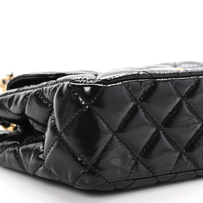 Chanel Shiny Crumpled Calfskin Quilted Small Wavy CC Hobo Black 9 of 11