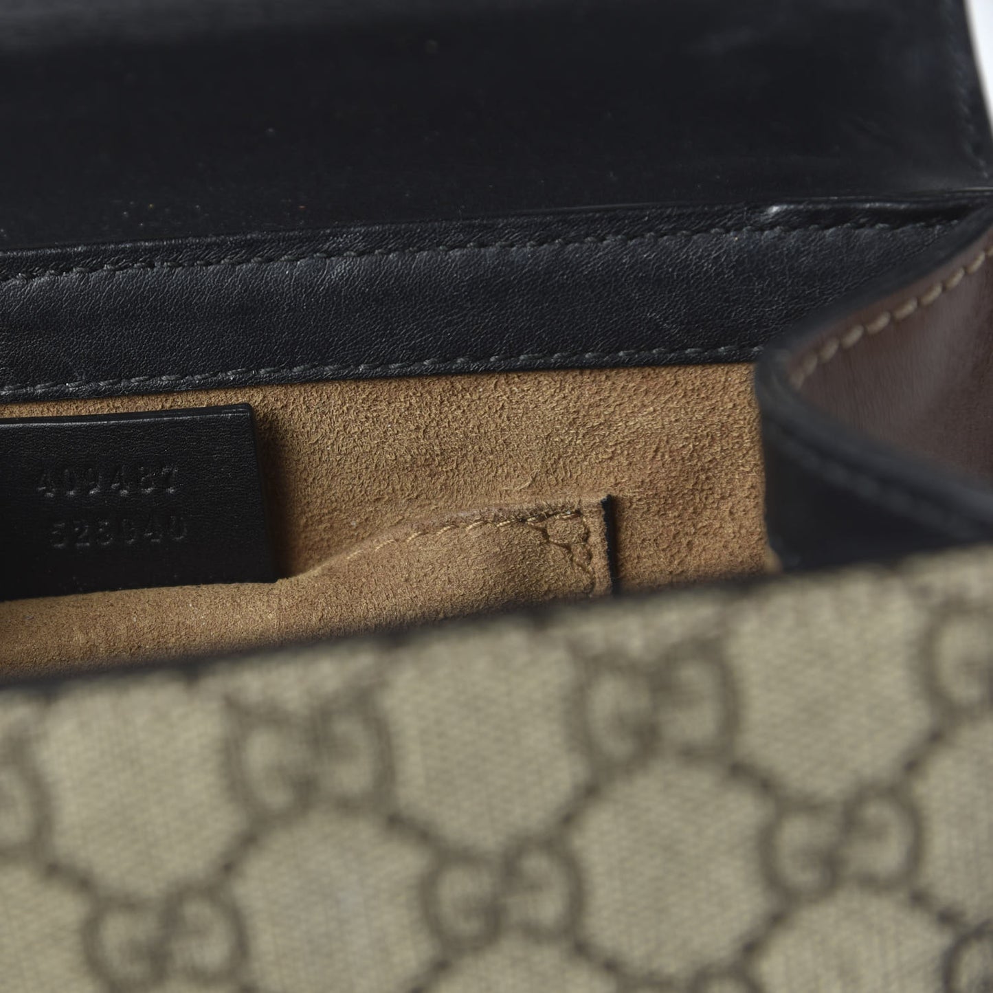 GG Supreme Monogram Calfskin Small Padlock Shoulder Bag Beige Black Cuir