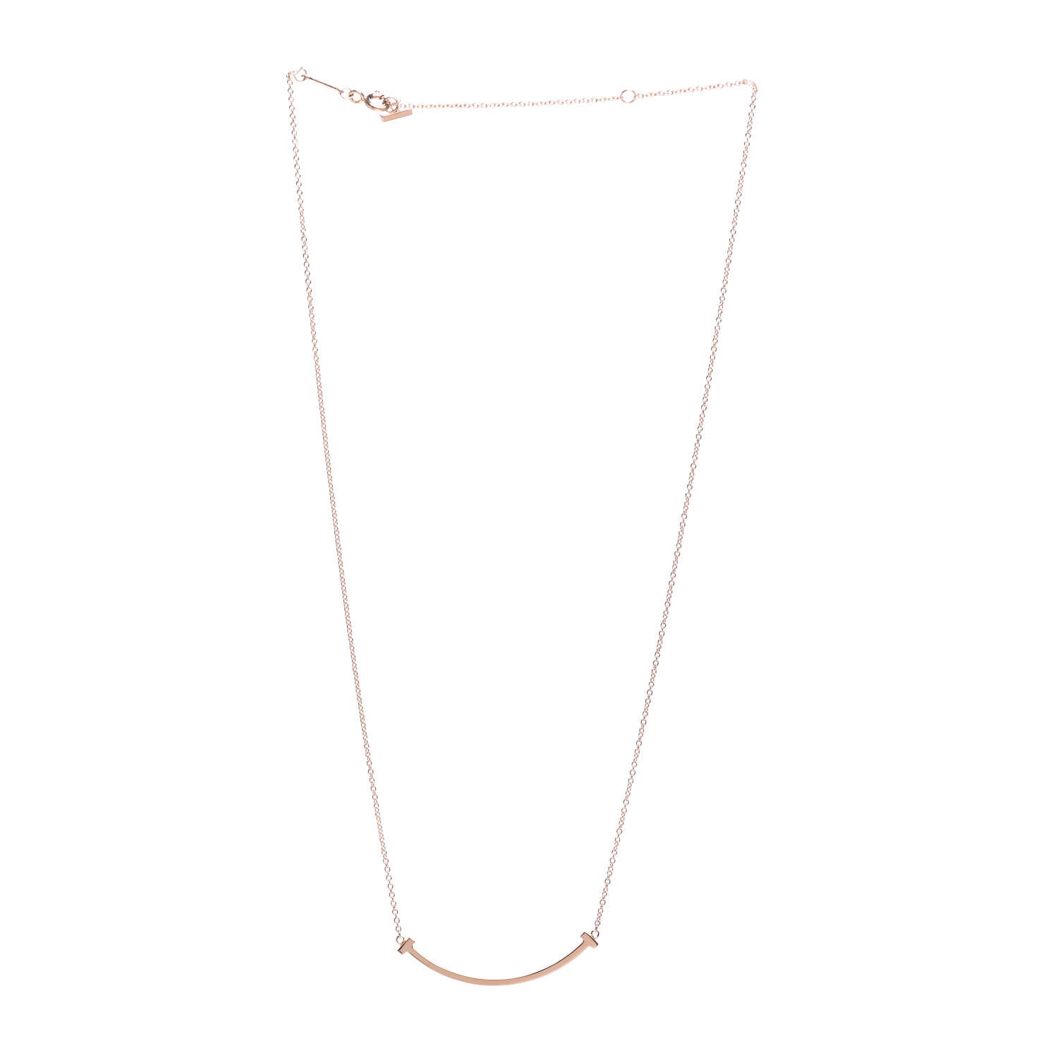 Tiffany 18K Rose Gold Small T Smile Pendant Necklace 3 of 4
