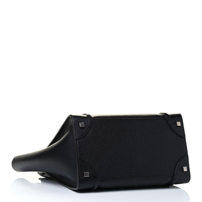 Celine Drummed Calfskin Mini Luggage Black 3 of 4