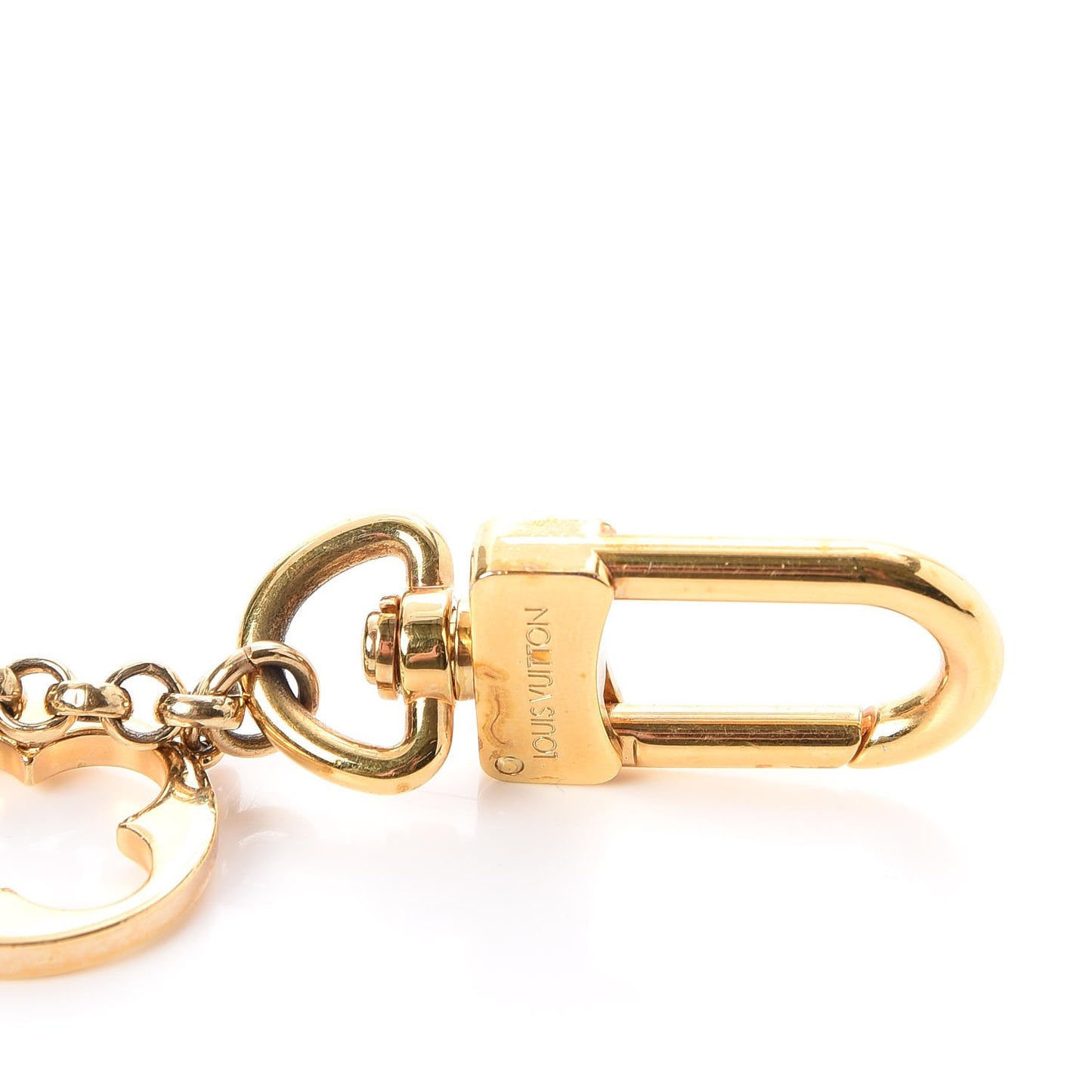 Brass Enamel Fleur De Monogram Bag Charm Chain Gold
