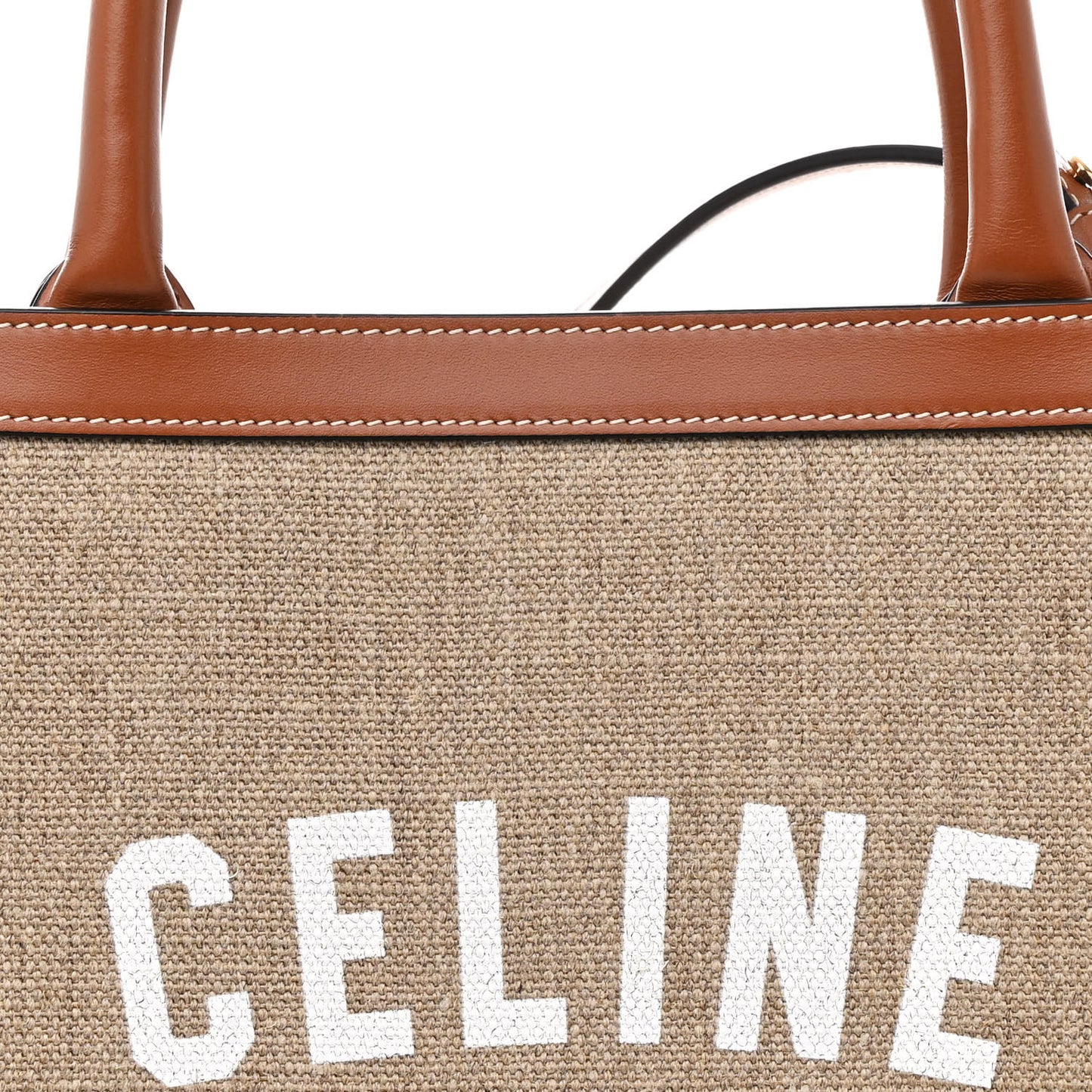 Canvas Calfskin Anchor Print Small Vertical Cabas  Tan