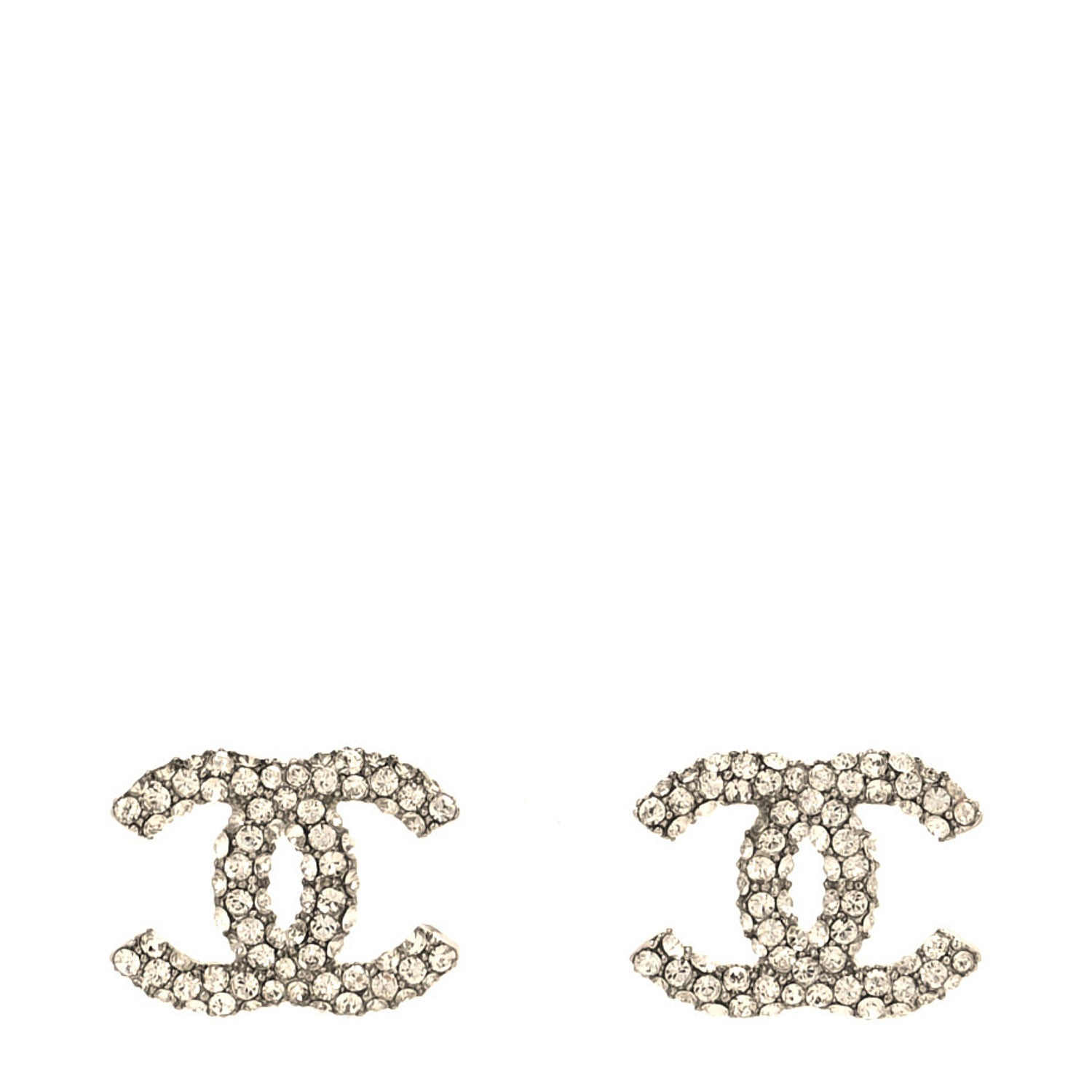 Chanel Crystal CC Earrings Silver 1 of 4