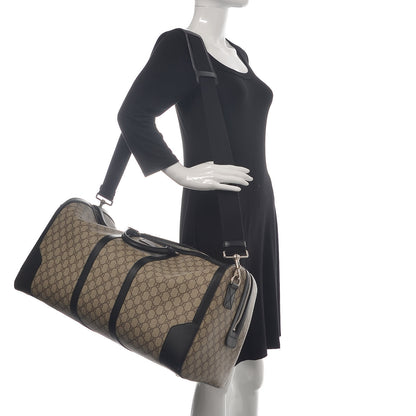 Gucci GG Supreme Monogram Selleria Calfskin Large Duffle Beige Ebony Black 2 of 11