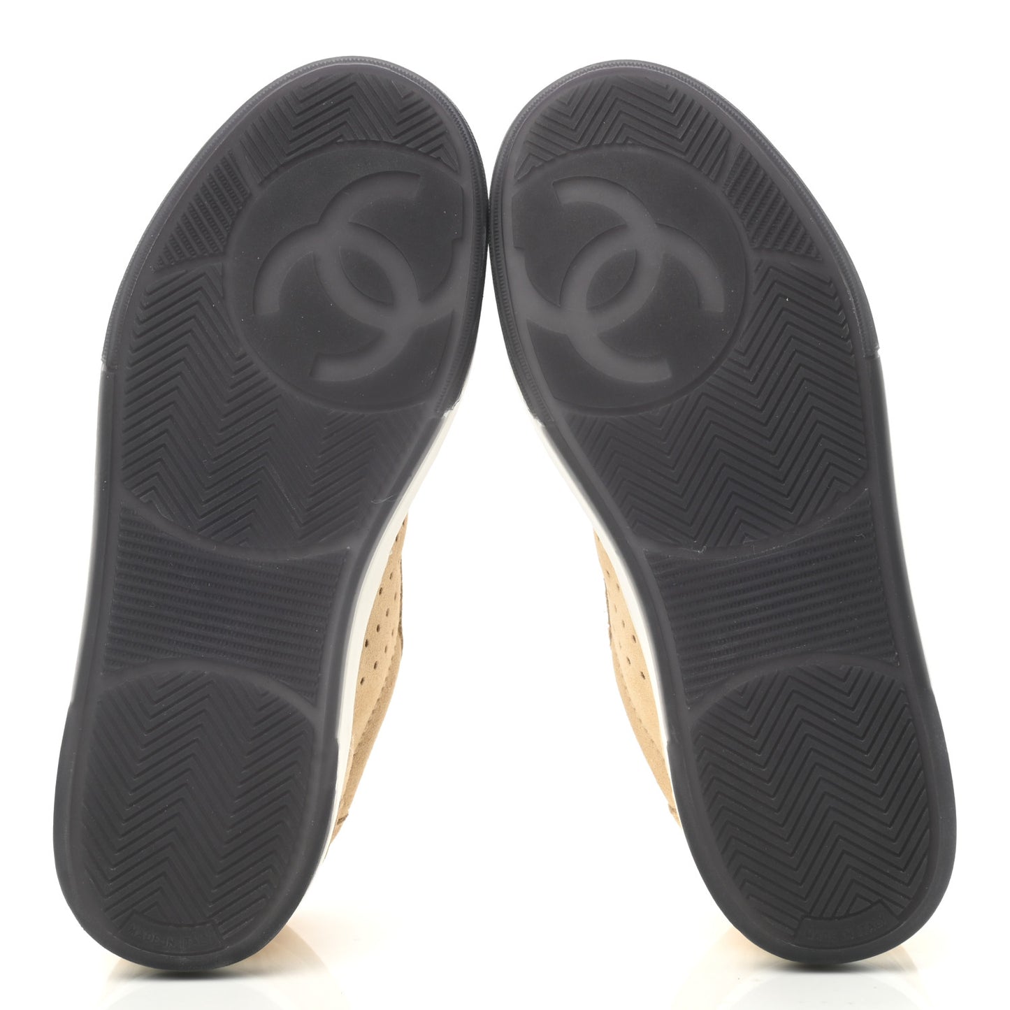 Suede Calfskin Logo Sneakers 36 Beige