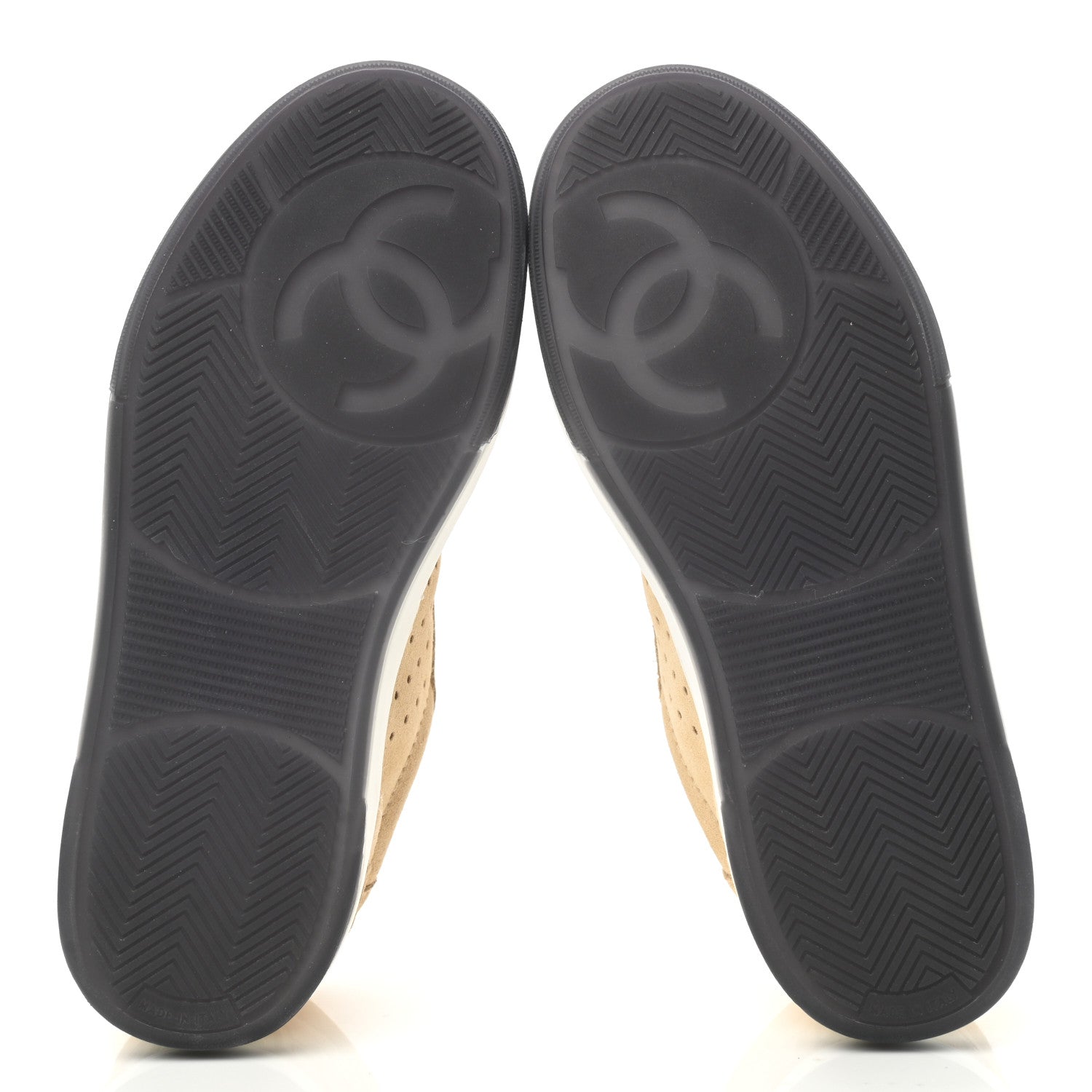 Chanel Suede Calfskin Logo Sneakers 36 Beige 4 of 8