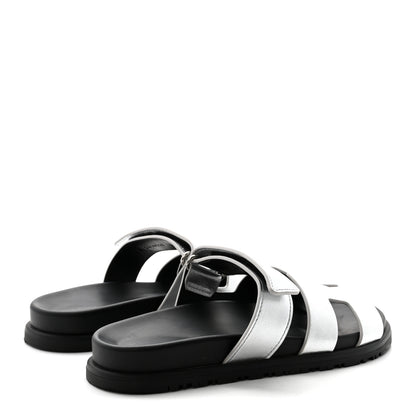 Hermes Metallic Goatskin Womens Chypre Sandals 36 Argent 5 of 9