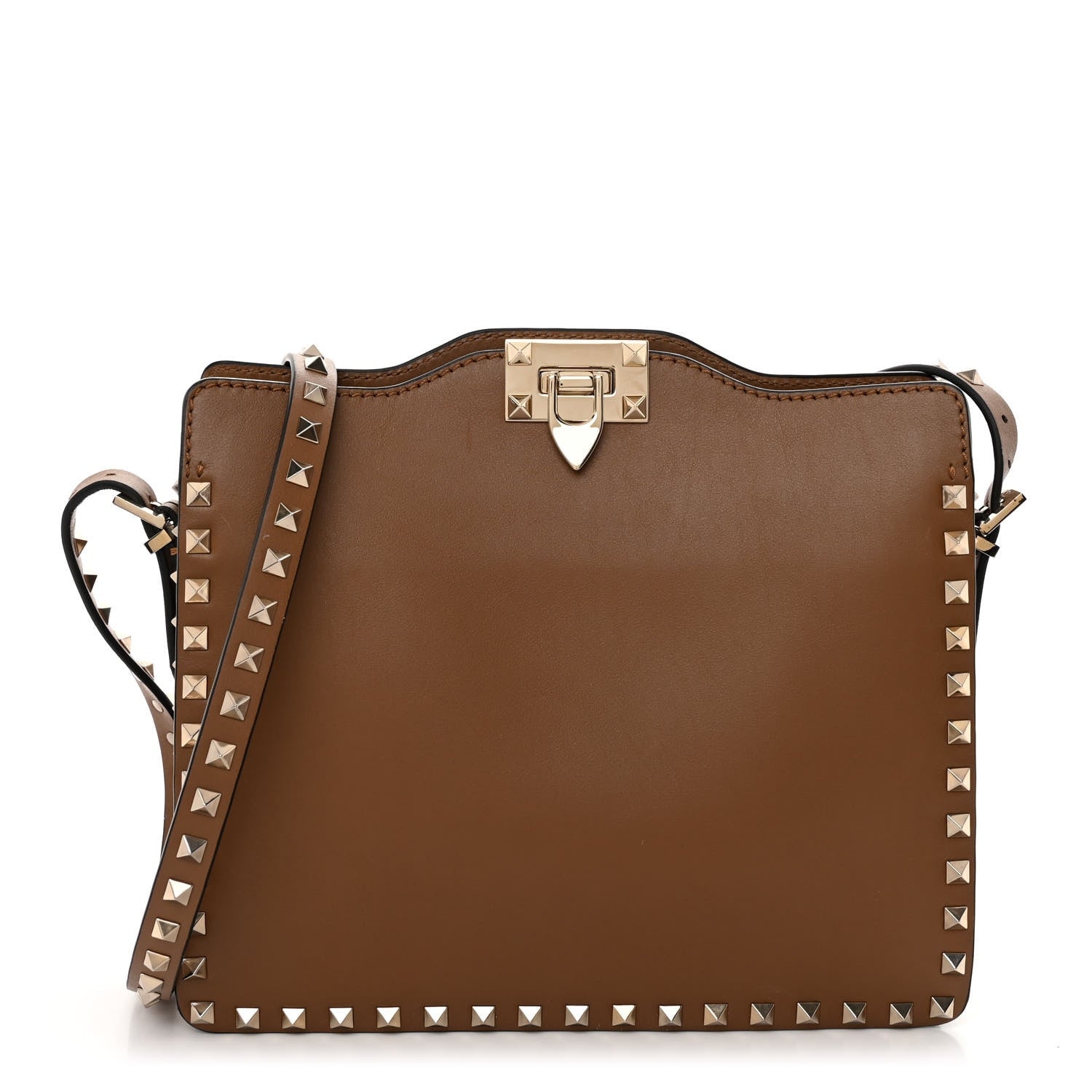 Valentino Garavani Vitello Small Rockstud Flip-Lock Messenger Bag Light Cuir 1 of 9