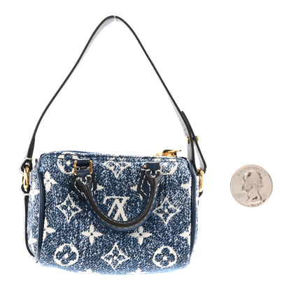 Louis Vuitton Denim Monogram Jacquard Micro Speedy Bag Charm Bleu 2 of 5