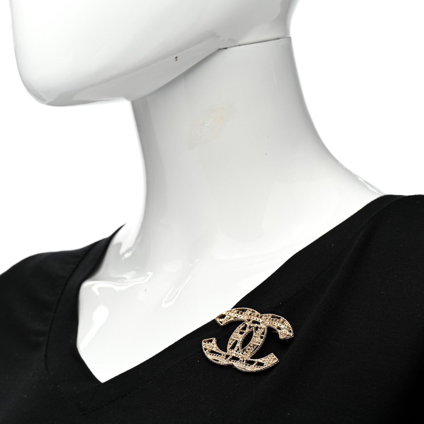Chain CC Brooch Light Gold