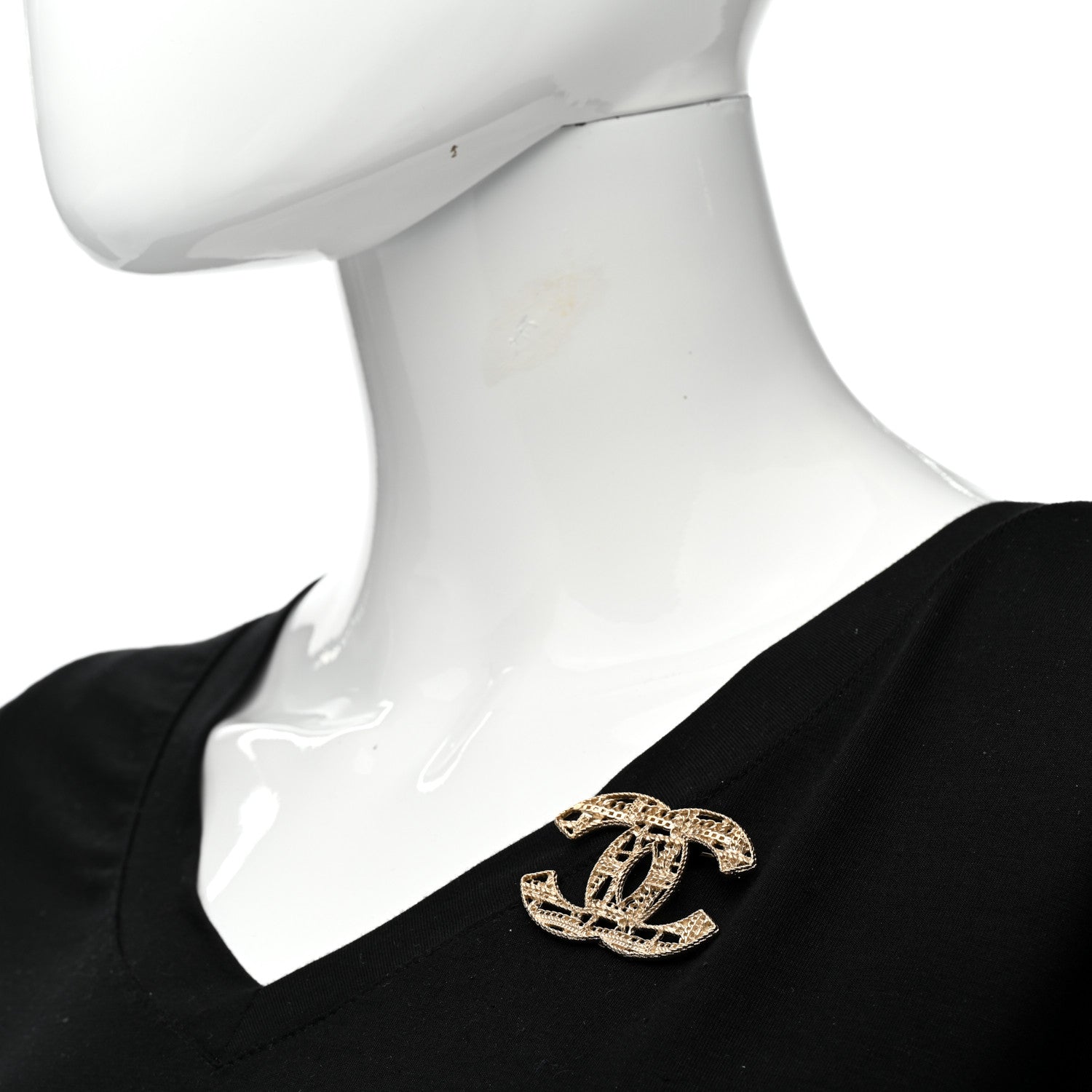Chanel Chain CC Brooch Light Gold 2 of 5