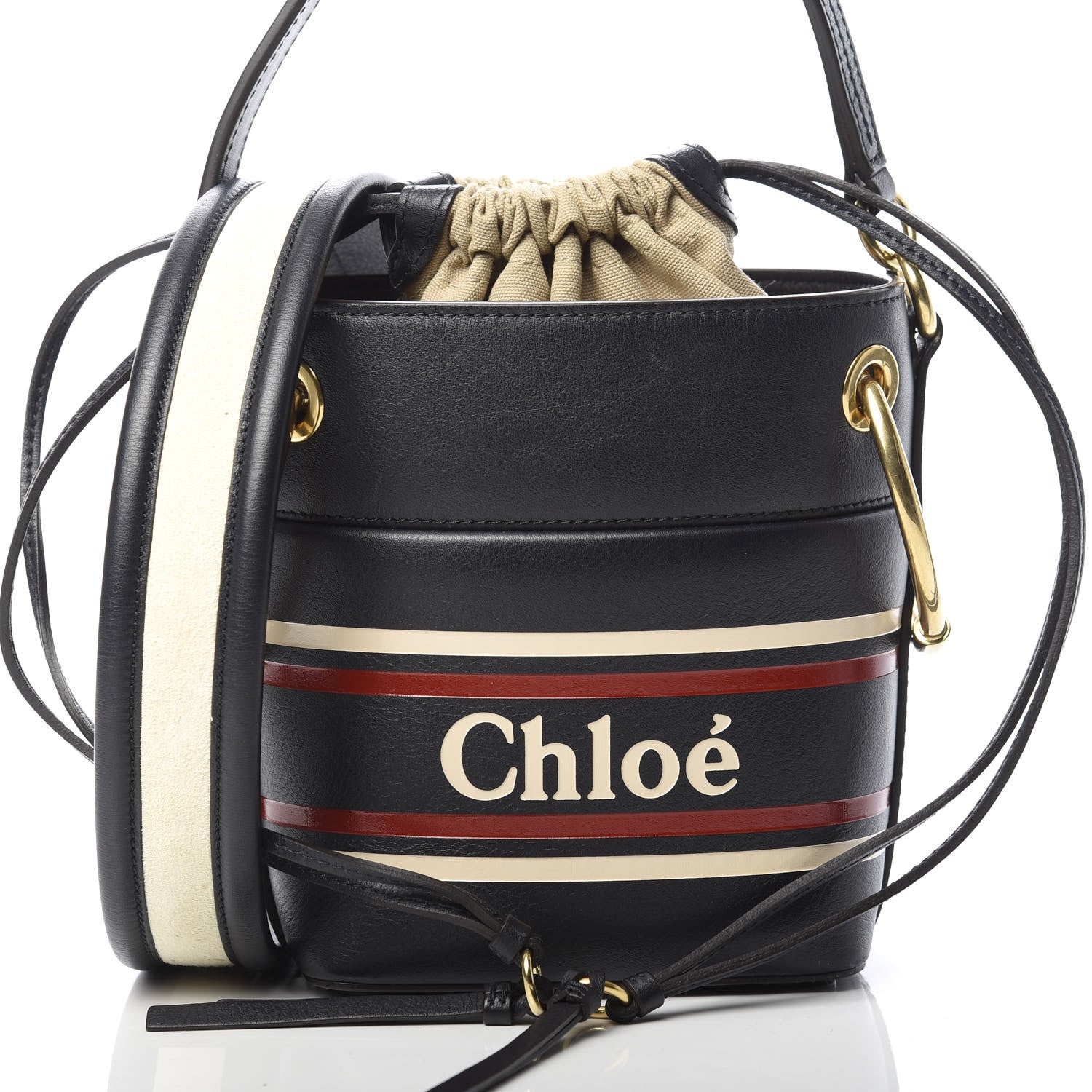 Chloe Smooth Calfskin Logo Mini Roy Bucket Bag Full Blue 8 of 11