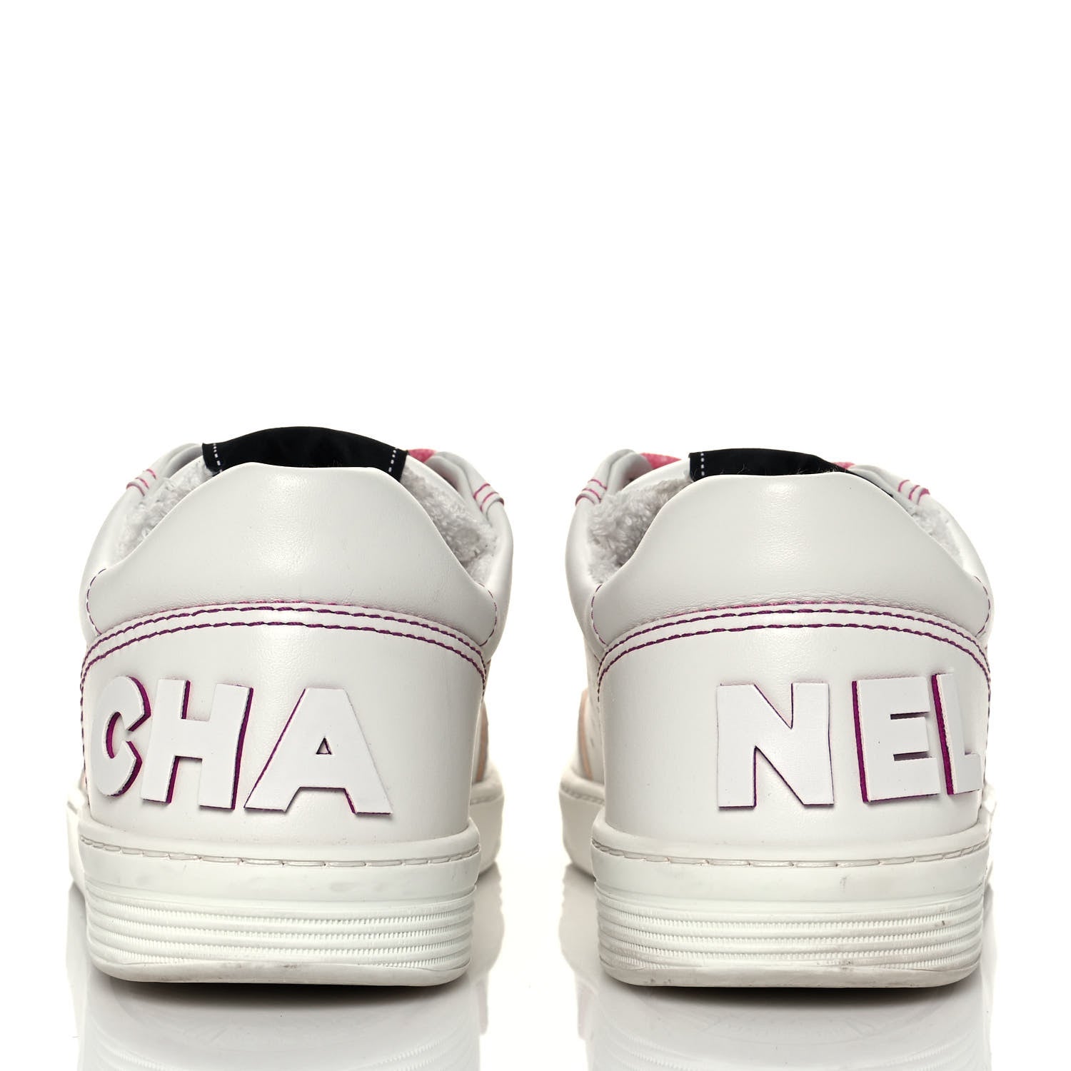 Chanel Calfskin Womens Logo Sneakers 40 White Pink 5 of 10