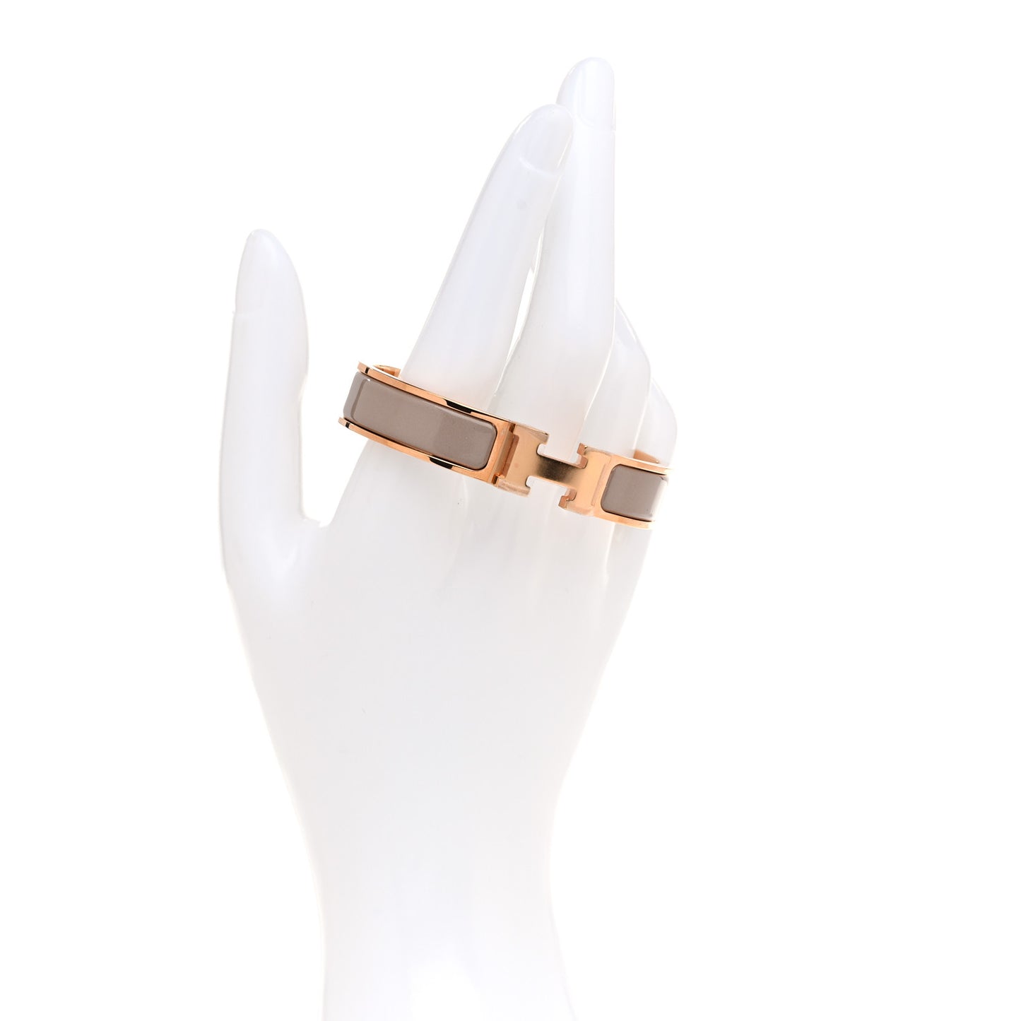 Enamel Narrow Clic Clac H Bracelet PM Marron Glace