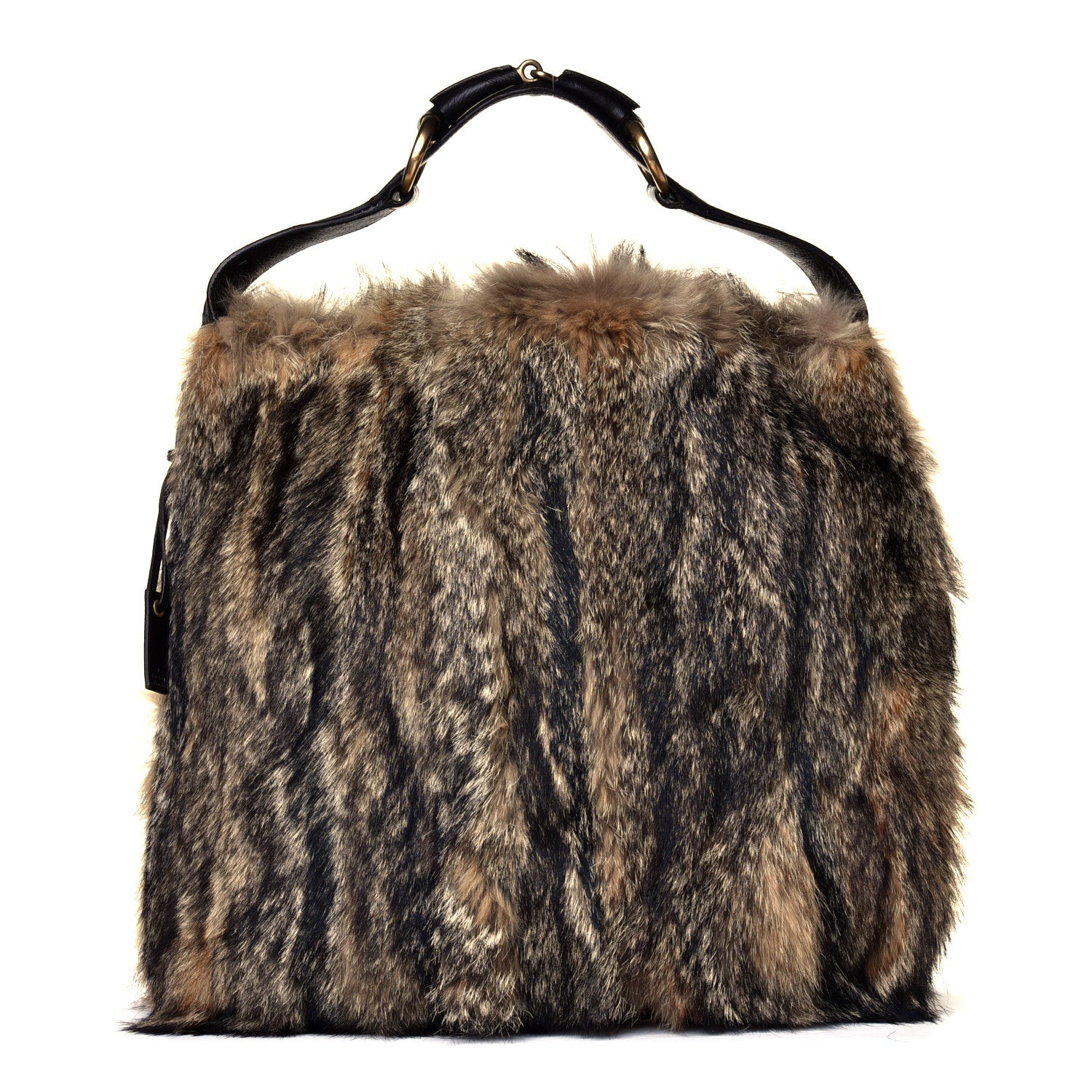 Gucci Raccoon Fur Large Horsebit Chain Hobo Brown 1 of 6