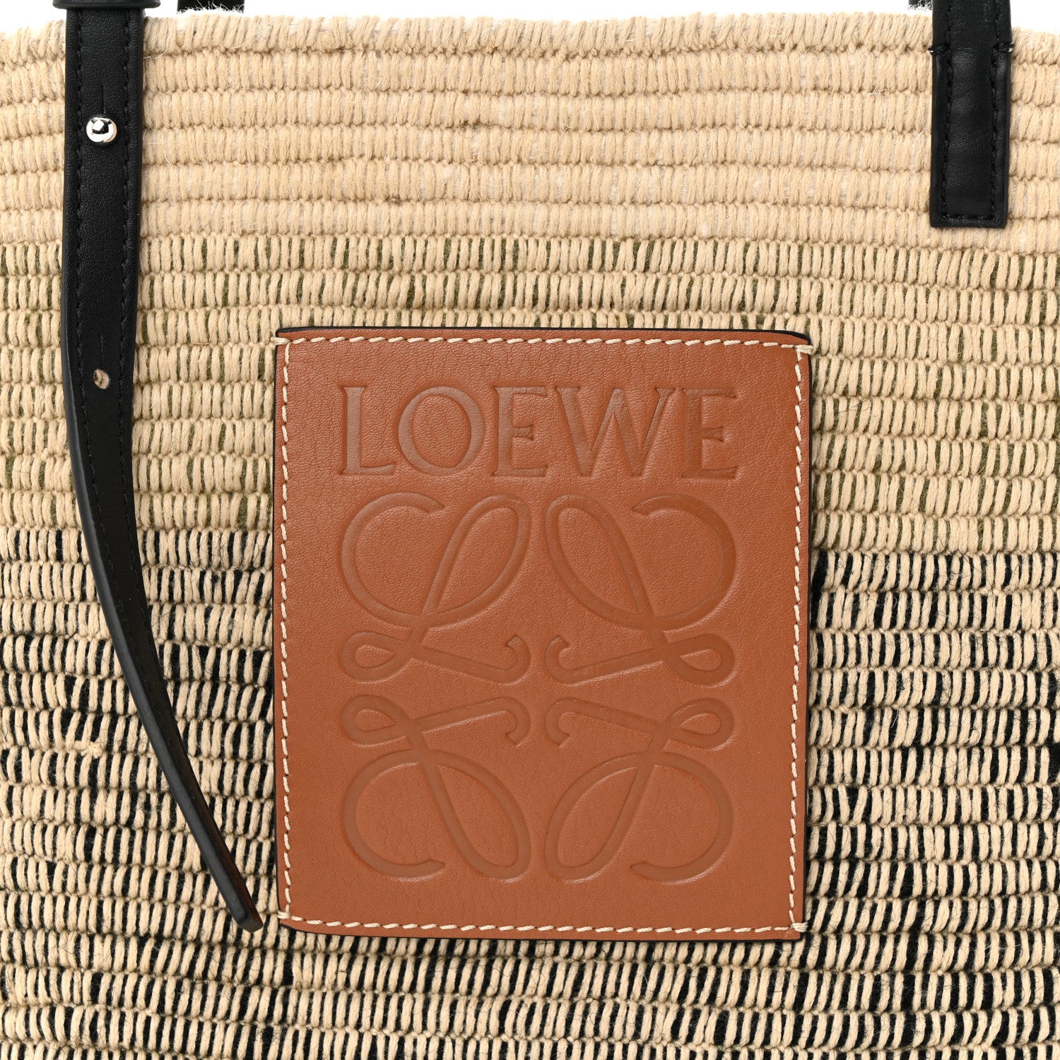 Loewe Raffia Square Small Basket Tote Bag Ombre Black 7 of 9