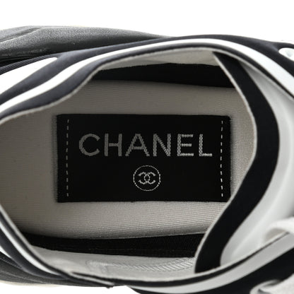 Chanel Lycra Womens CC Sneakers 36 White Black 5 of 7