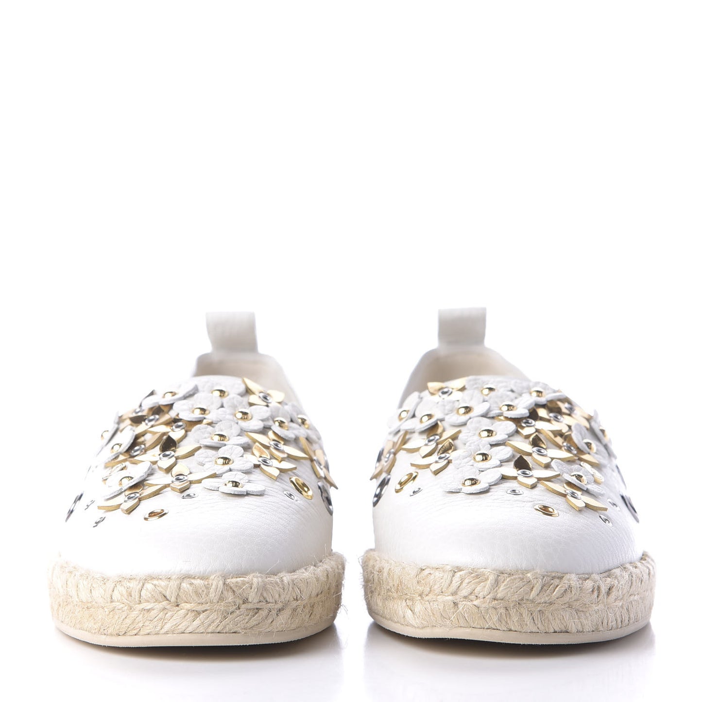 Calfskin Tropical Bloom Espadrille Flat 37.5 White