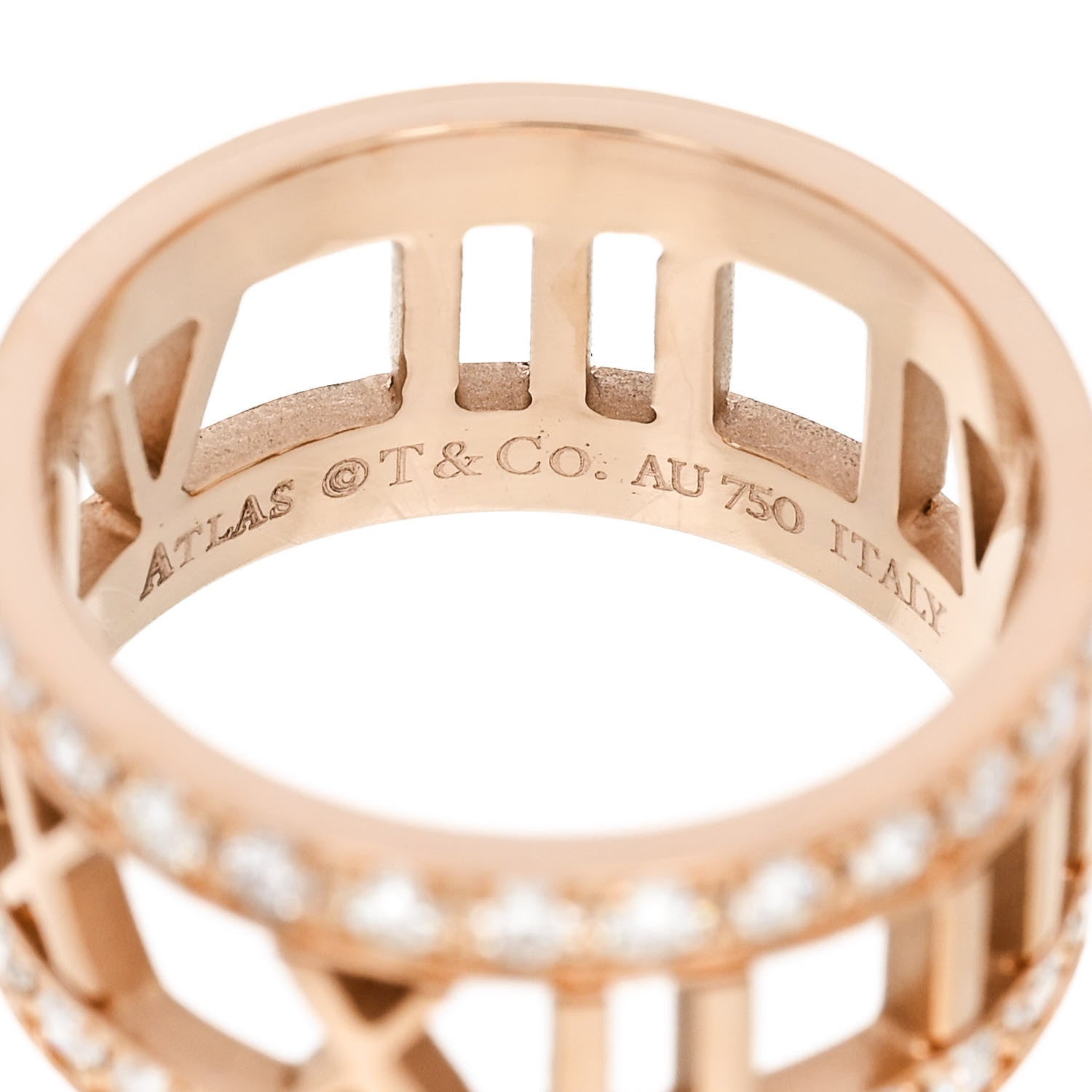 Tiffany 18K Rose Gold Diamond Wide Atlas Open Ring 48 4.5 4 of 5