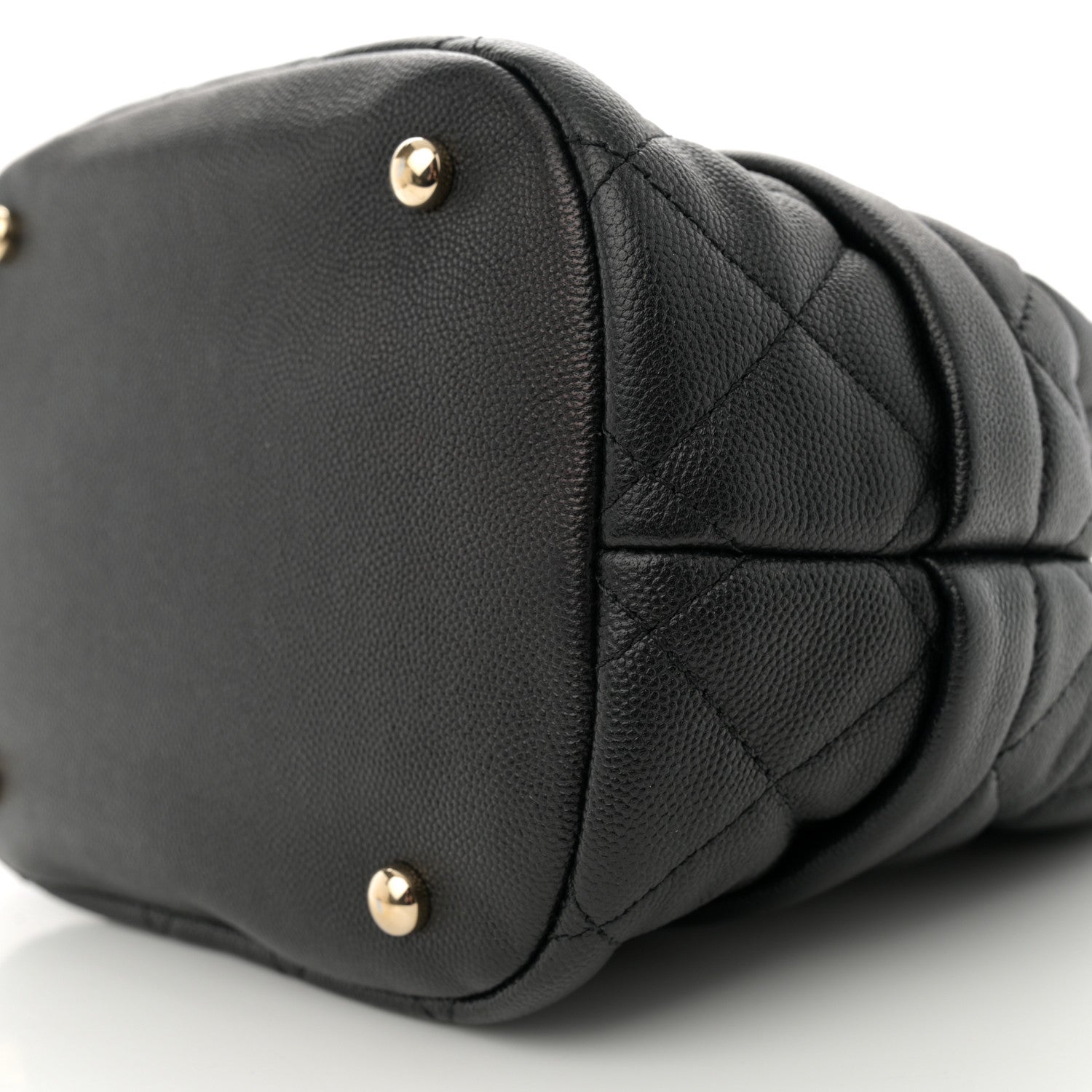 Chanel Caviar Quilted Rolled Up Bucket Drawstring Bag Black 10 of 10