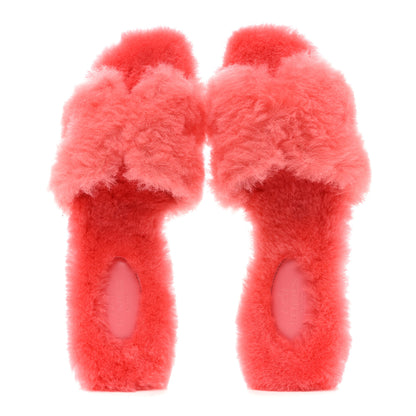 Hermes Woolskin Oran Sandals 37.5 Rose Du Desert 2 of 9