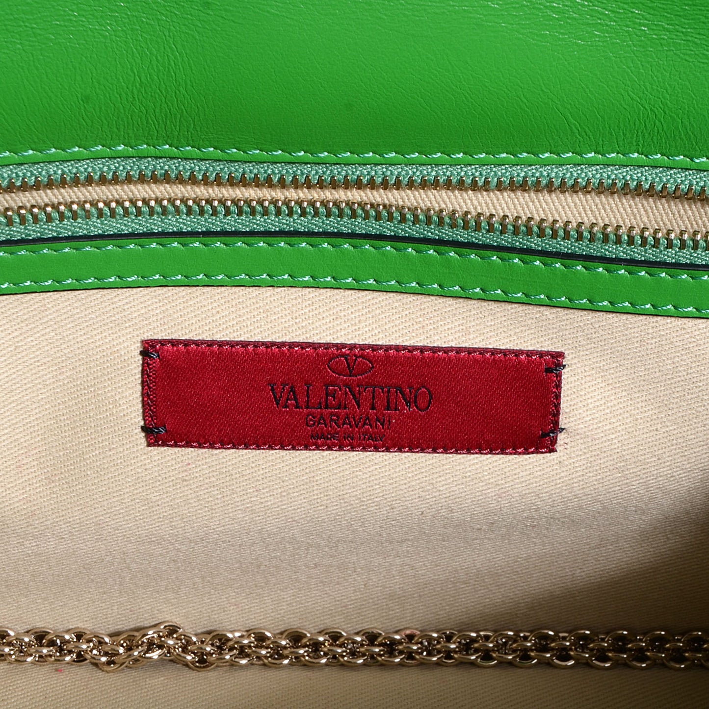 Vitello Medium Glam Lock Rockstud Flap Green