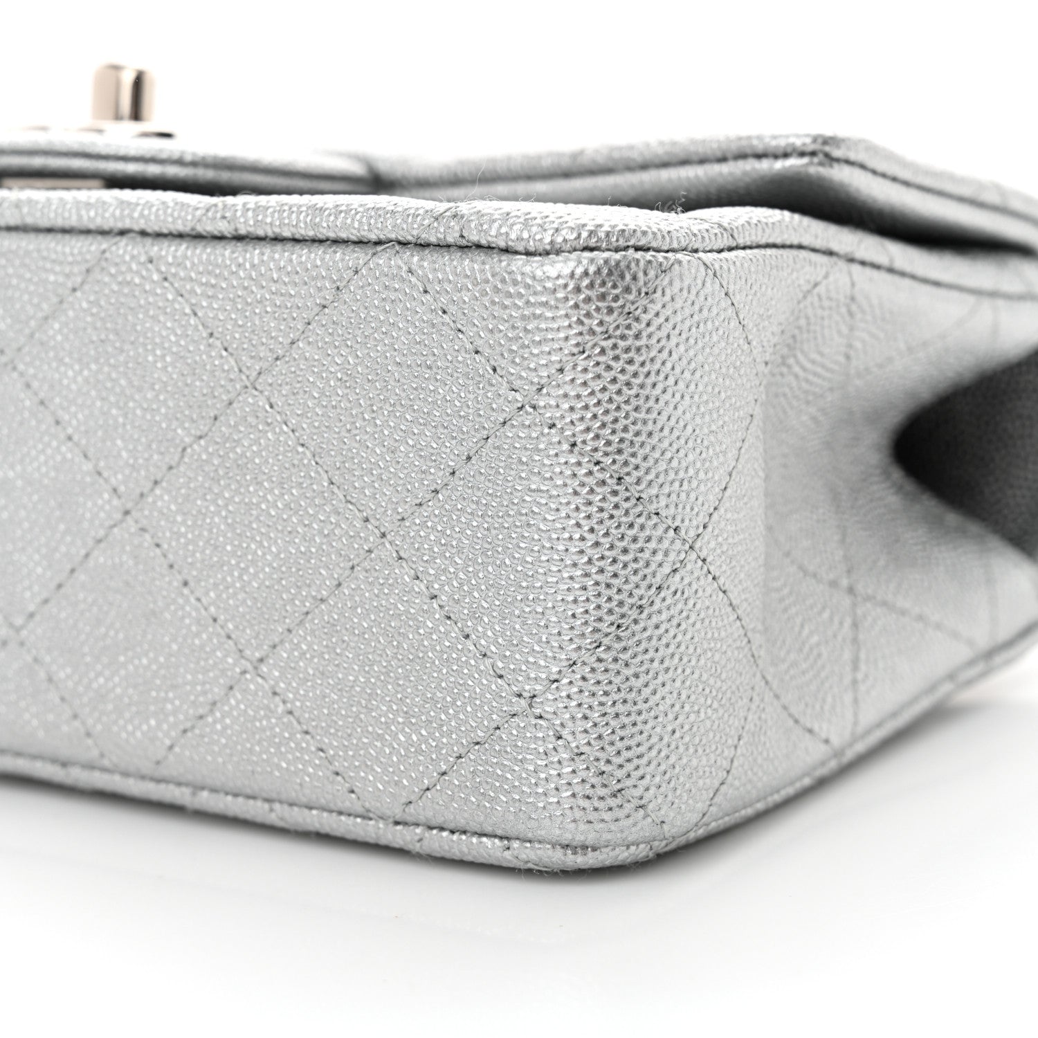 Chanel Metallic Caviar Quilted Mini Top Handle Rectangular Flap Silver 10 of 10