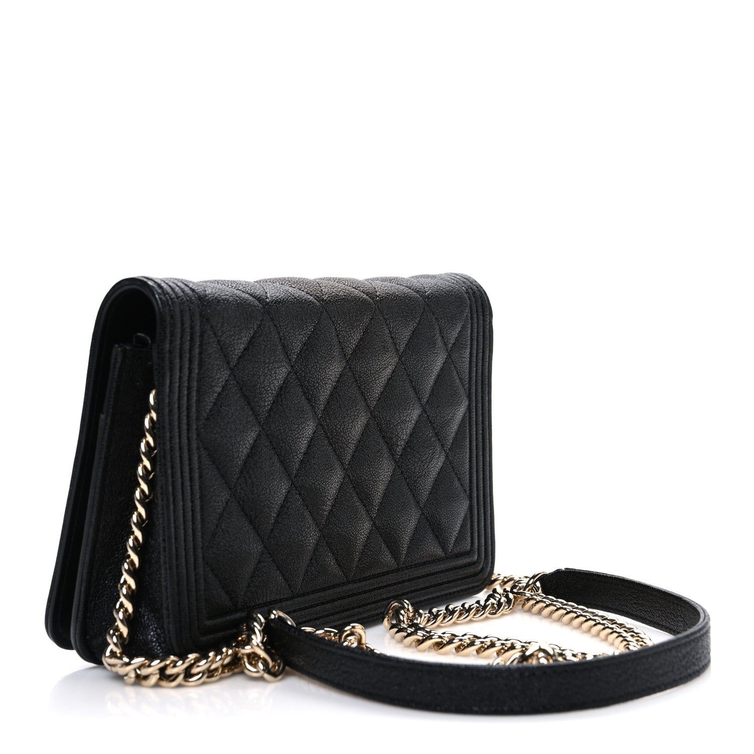 Chanel Caviar Quilted Boy Wallet On Chain WOC Black 3 of 12