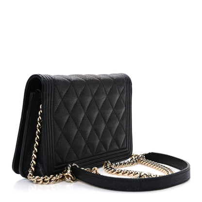Chanel Caviar Quilted Boy Wallet On Chain WOC Black 3 of 12