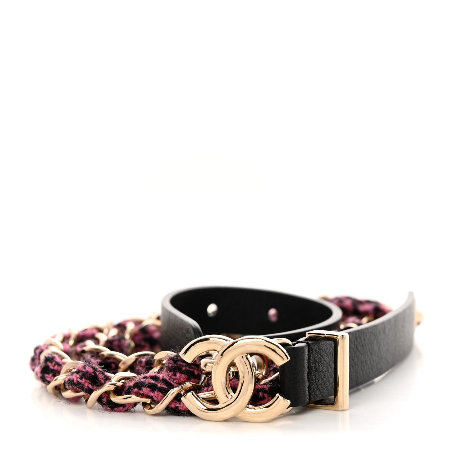 Calfskin Tweed CC Chain Belt 75 30 Black Pink