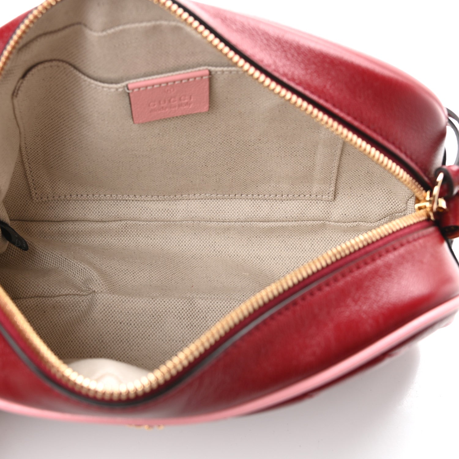 Gucci Azalea Calfskin Enamel Matelasse Diagonal Small Torchon GG Marmont Chain Shoulder Bag New Cherry Red Wild Rose 5 of 9