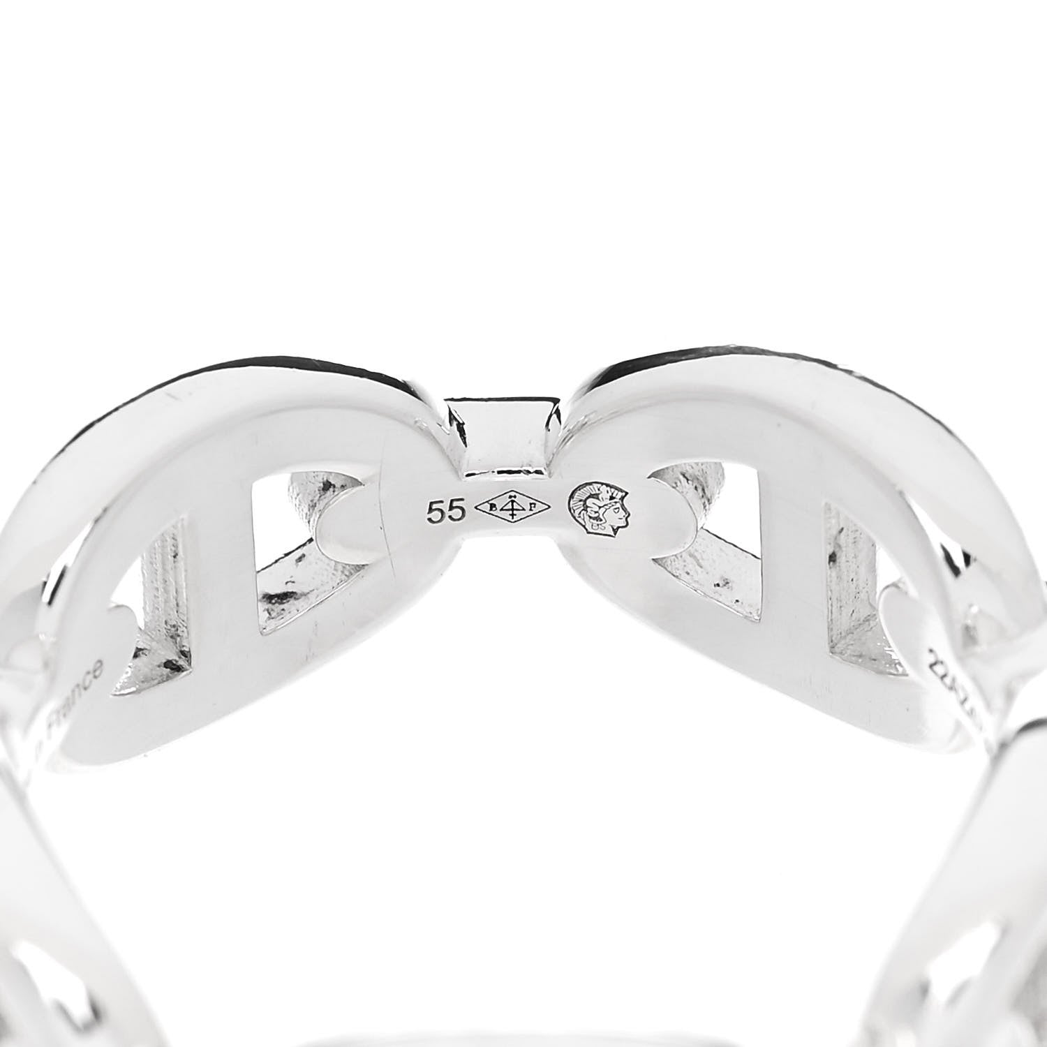 Hermes Sterling Silver PM Chaine d'Ancre Enchainee Band Ring 55 7.25 6 of 9