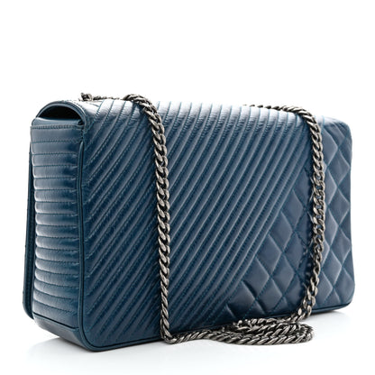 Chanel Glazed Calfskin Quilted Large Coco Boy Flap Blue 3 of 12