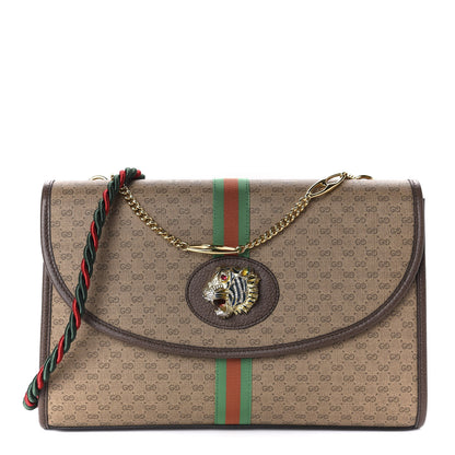 Gucci Mini Vintage GG Supreme Monogram Web Medium Rajah Slim Flap Shoulder Bag Beige New Acero 1 of 10