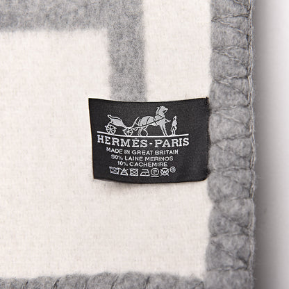 Hermes Wool Cashmere Avalon III Blanket Ecru Gris Clair 3 of 4