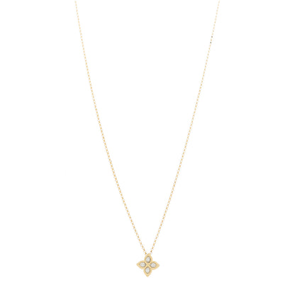 Roberto Coin 18K Yellow White Gold Diamond Small Princess Flower Pendant Necklace 1 of 5