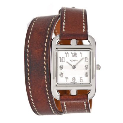 Hermes Stainless Steel Barenia 23mm Cape Cod Double Tour Quartz Watch Fauve 1 of 5