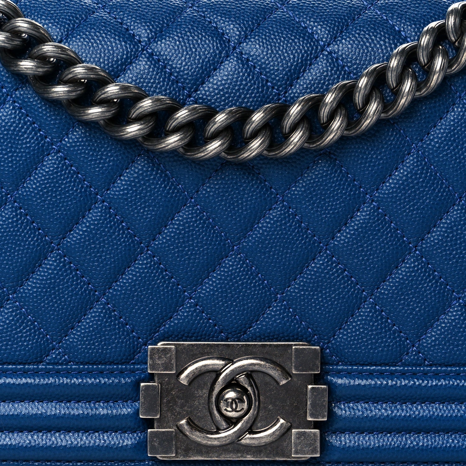 Chanel Caviar Quilted Medium Boy Flap Blue 7 of 10