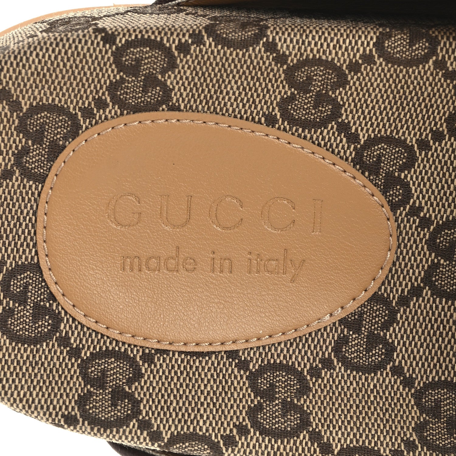 Gucci GG Monogram Lavaredo Eco Fabric Mens Slide Sandals With Straps 10 Beige Ebony Light Brown 9 of 10