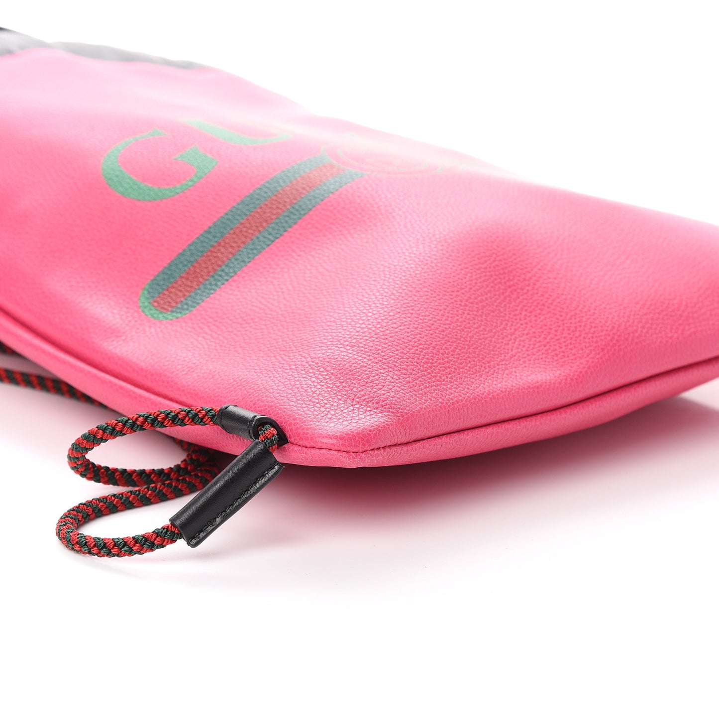 Grained Calfskin Logo Drawstring Backpack Box Pink Green Black