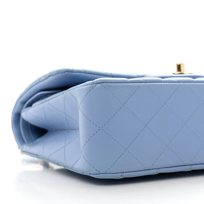 Chanel Lambskin Quilted Small Double Flap Light Blue 9 of 12
