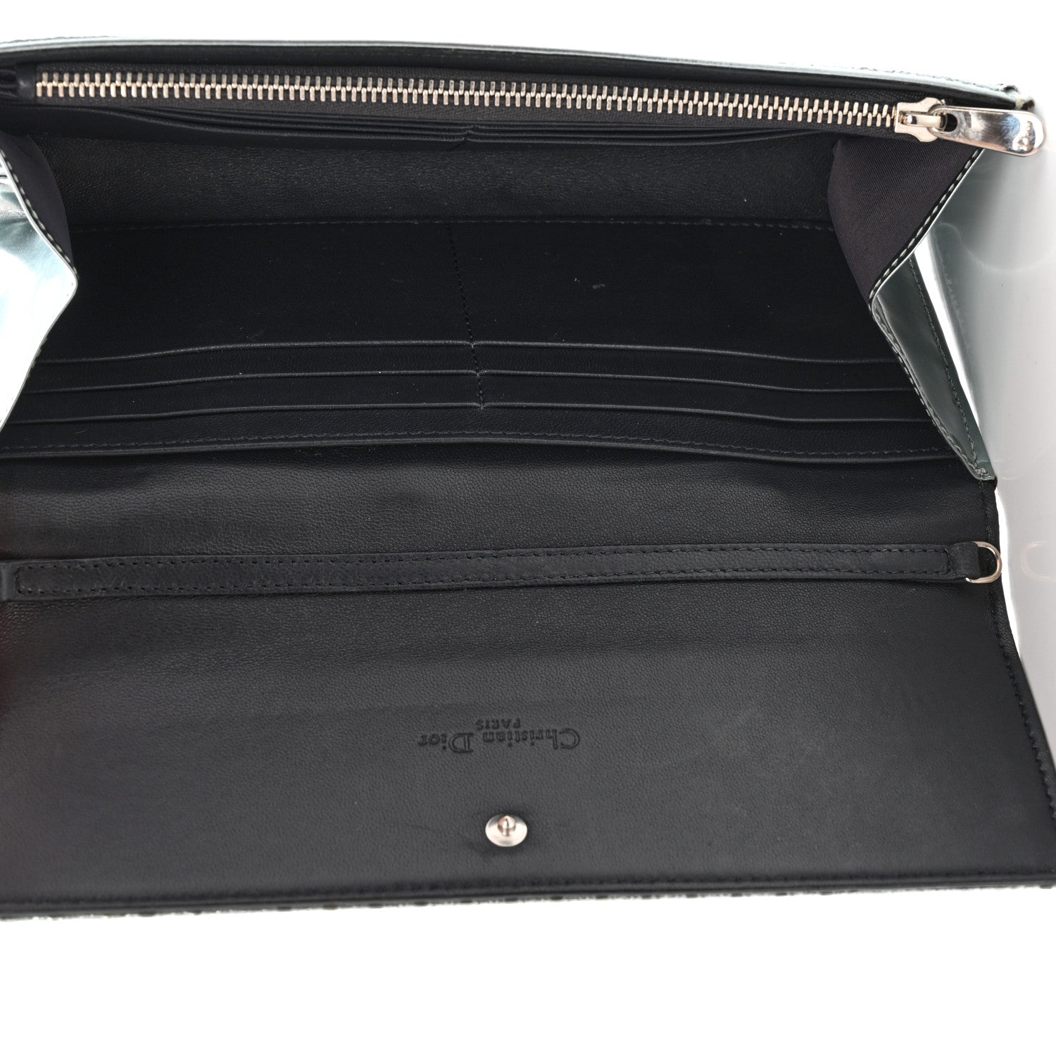 Christian Dior Metallic Calfskin Micro-Cannage Lady Dior Croisiere Chain Wallet Blue 5 of 9