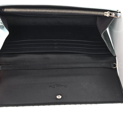 Christian Dior Metallic Calfskin Micro-Cannage Lady Dior Croisiere Chain Wallet Blue 5 of 9
