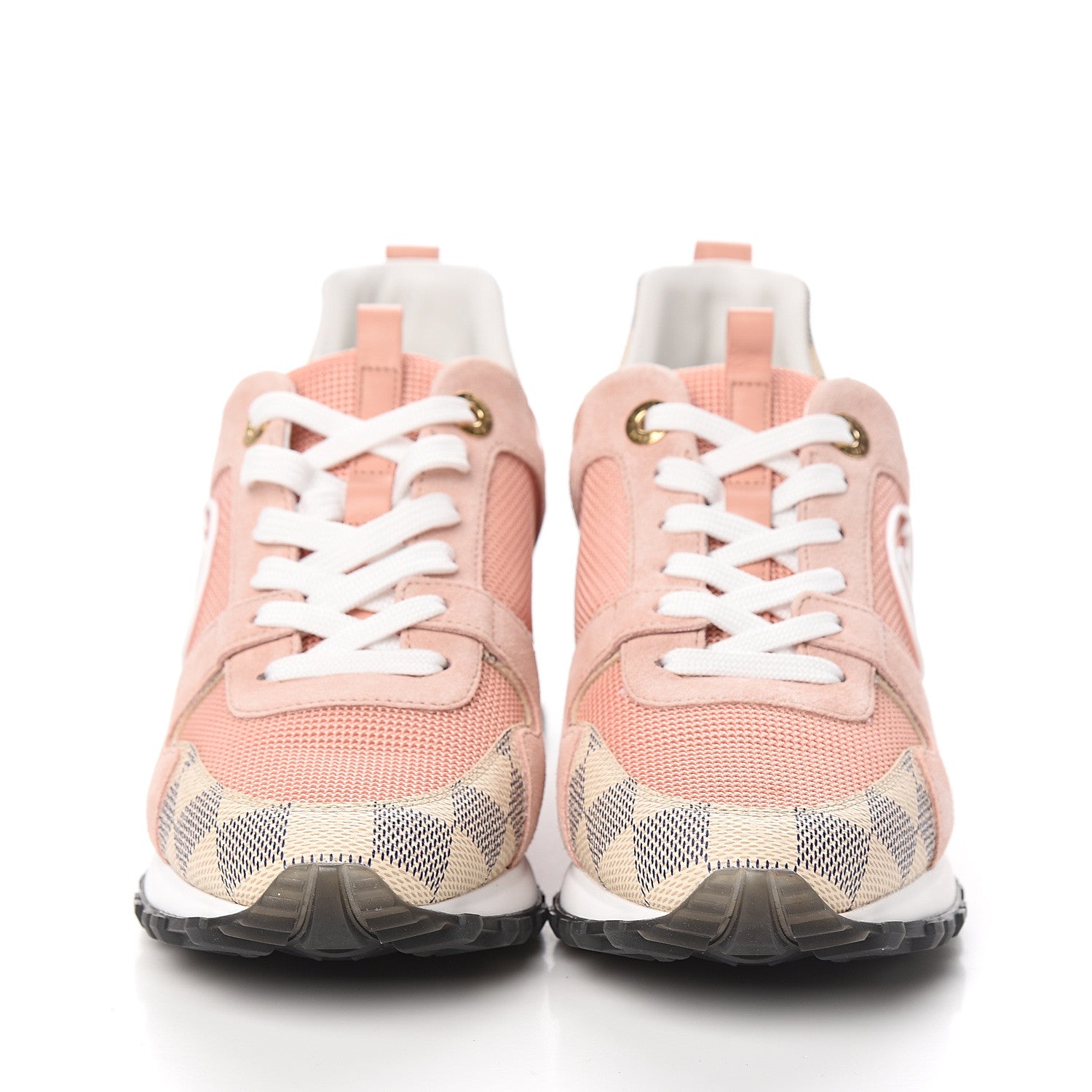 Louis Vuitton Suede Damier Azur Run Away Sneakers 36 Pink 2 of 8